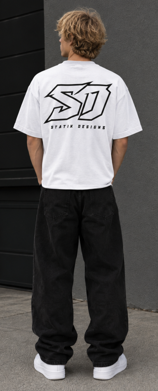 White Statik Designs Essential Cotton Boxy T-Shirt