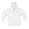 White Statik Designs Zip Hoodie — Minimal White Streetwear Zip-Up Hoodie