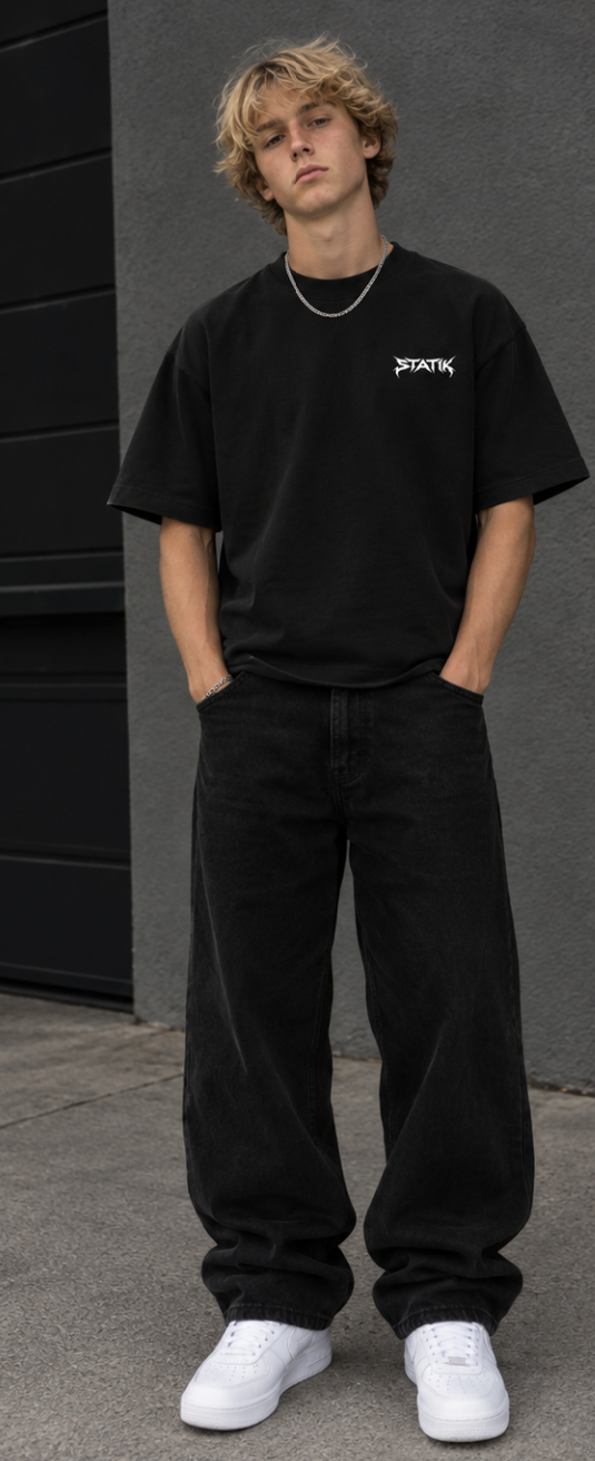 Black Statik Designs Essential Cotton Boxy T-Shirt