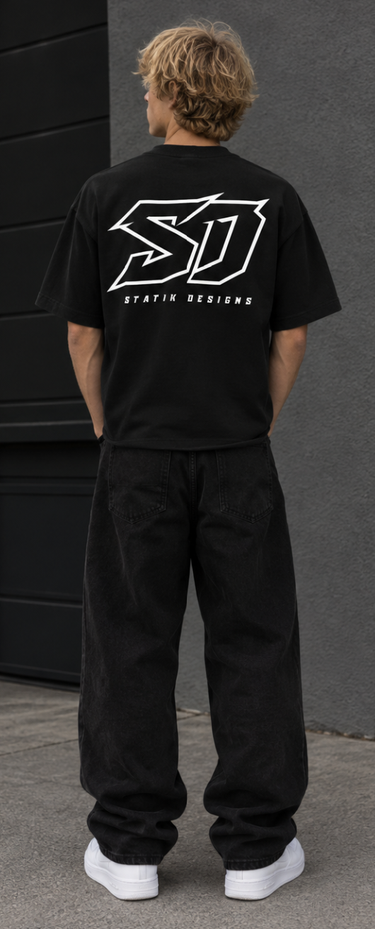 Black Statik Designs Essential Cotton Boxy T-Shirt
