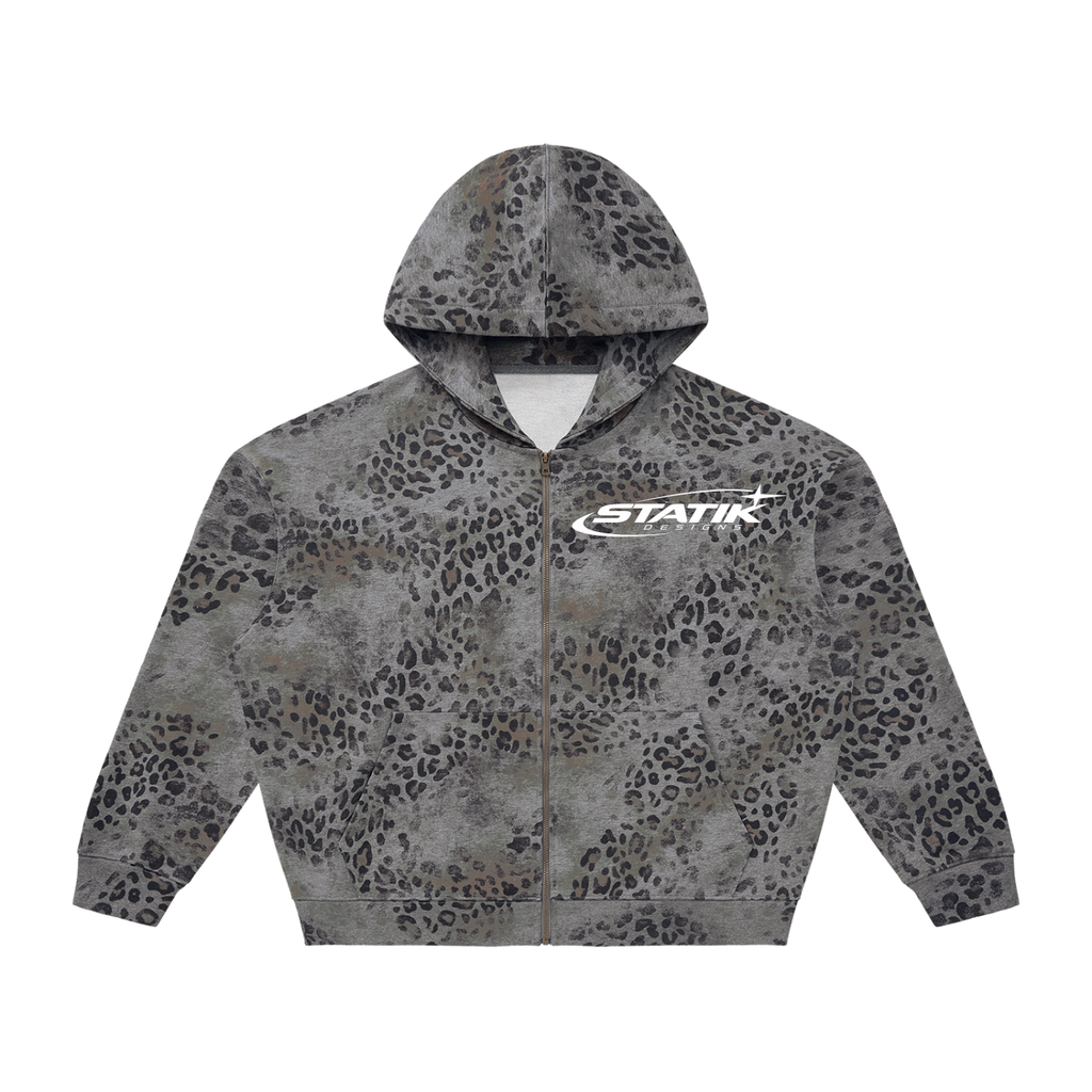 Statik Washed Leopard Zip Hoodie