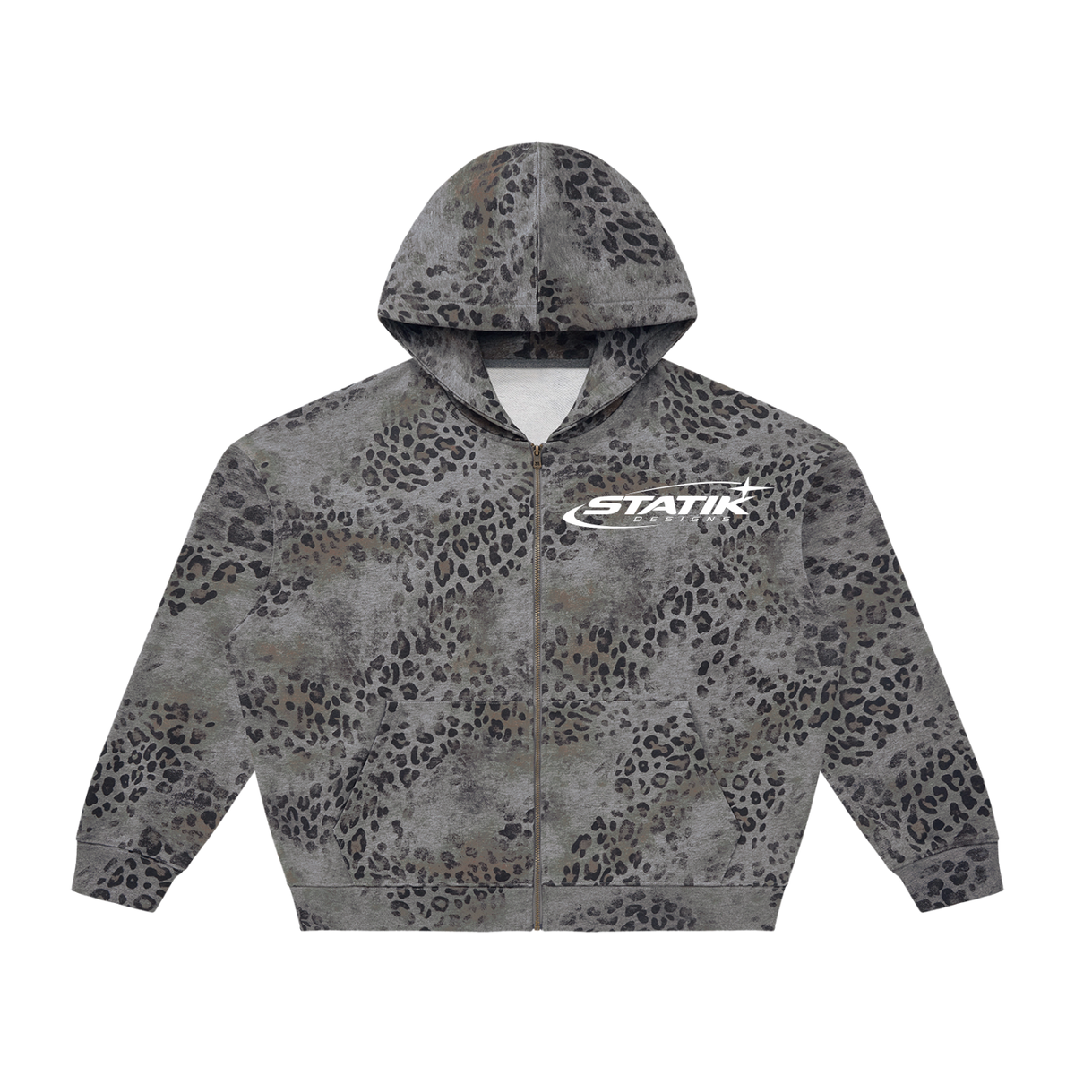Statik Washed Leopard Zip Hoodie