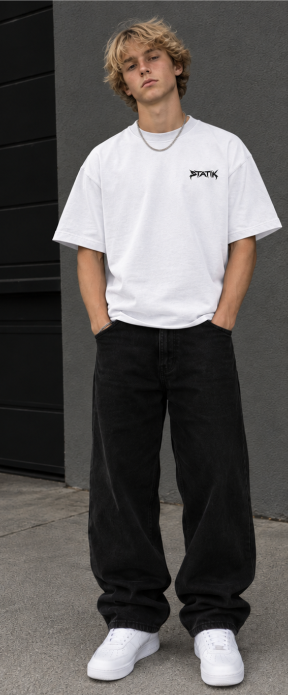 White Statik Designs Essential Cotton Boxy T-Shirt